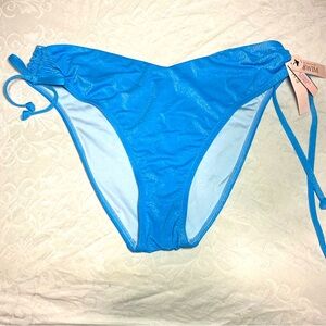 VS Cheeky Sparkly Bikini Bottoms High Rise Aqua Blue Glittery Shimmery Scrunch